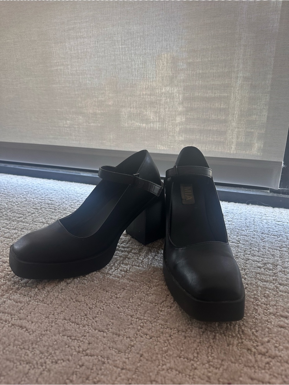 MIA Black Mary Jane Chunky Block Heel Pumps